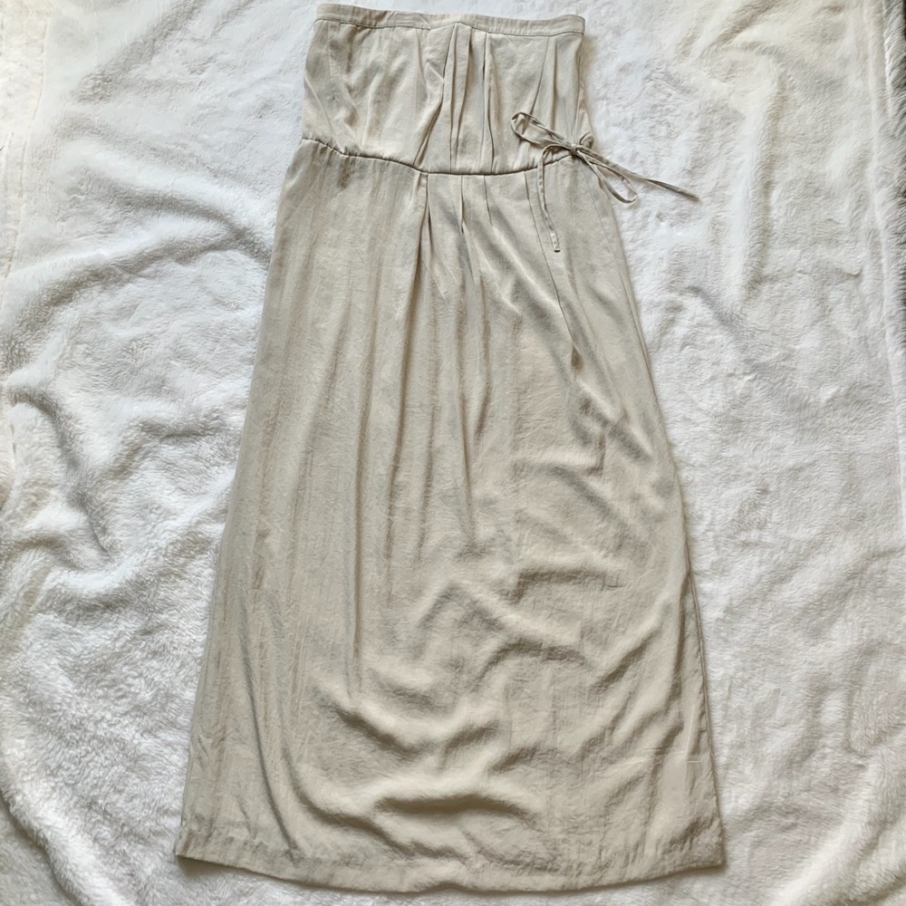 Gap Crepe Style Strapless Maxi Dress Cream Size Small Petite